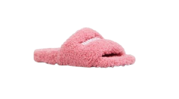 balenciaga pink fur slides
