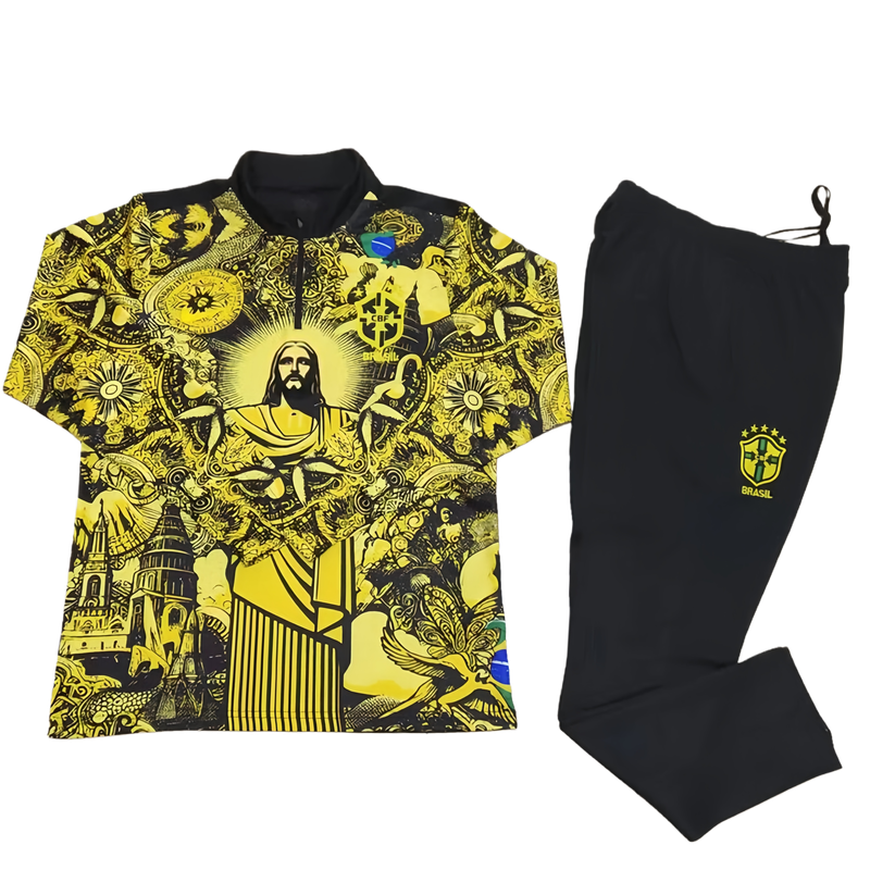 2425 Brazil Jesus yellow Training suit set