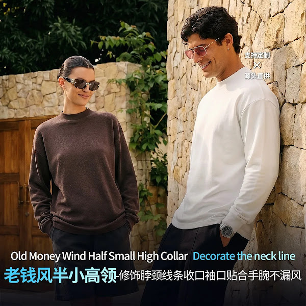Half-collar Solid Color Cashmere Long Sleeve Base T-Shirt
