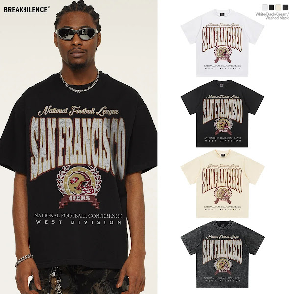 NFL Football Print Heavyweight Cotton Short Sleeve T-Shirt